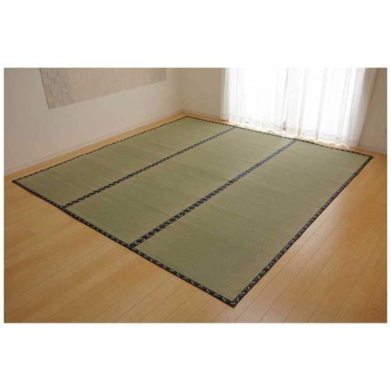 イケヒコ　ラグ い草 糸引織 「梅花」(191×191cm/ナチュラル)