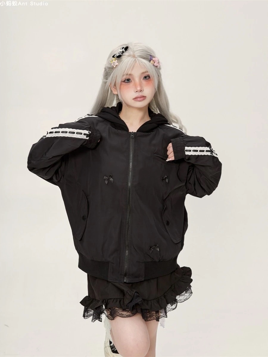 今年 春夏 韓国 かわいい レディース フード付きアウターフーディーロゴブルゾン長袖シルエットトップスサイド冬カジュアルファッション系サイズお出かけフル丈トラック