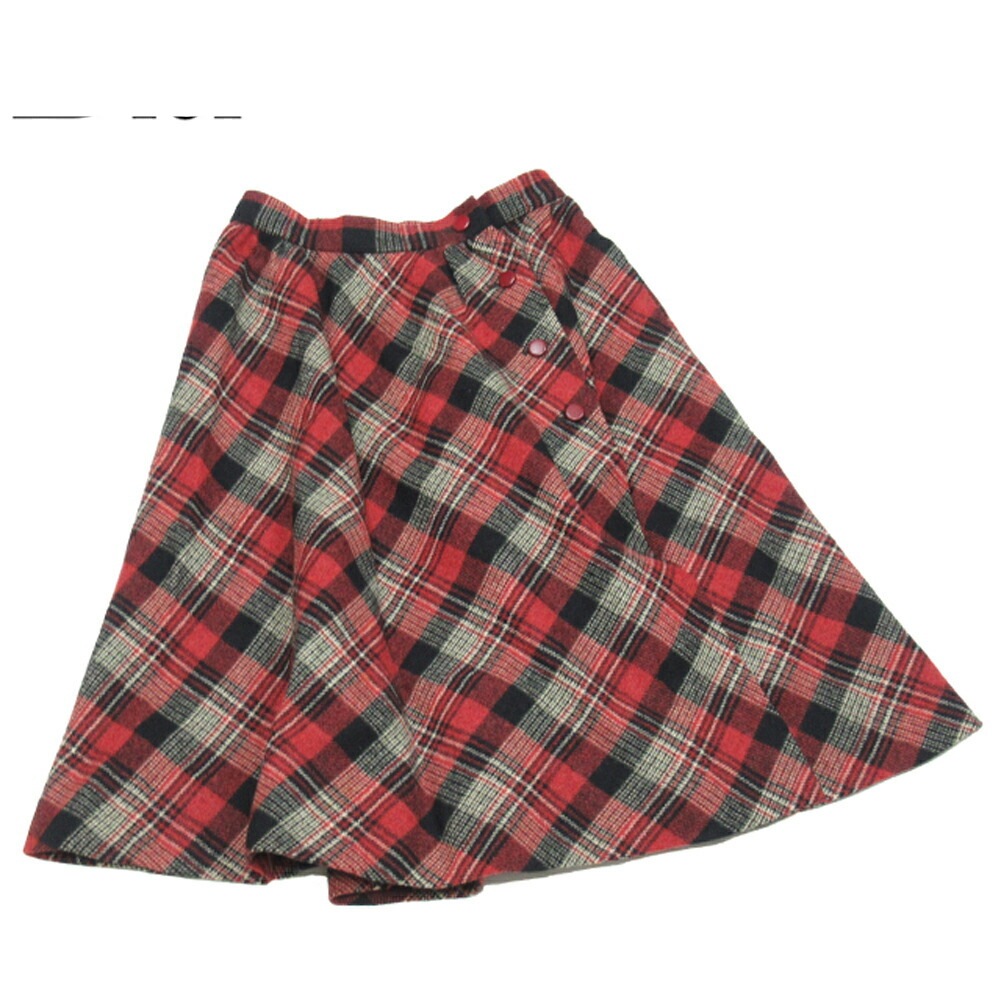 スカート チェック Mサイズ レッド ブラック系 レディース 中古