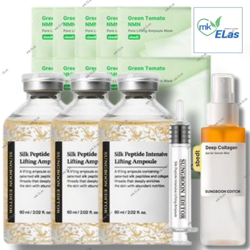 [1+1+1+ミスト+マスク]シルクペプチド インテンシブ リフティング アンプル 60ml 3個+ツヤミスト115ml 1個 + 毛穴マスクパック 10枚