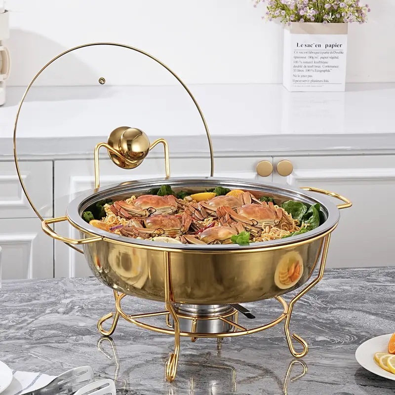 1セットのゴールデンサークル断熱ポットバッファーストーブ加熱可能な断熱食器セット飲食店パーティー商業用途屋外キャンプに適しています