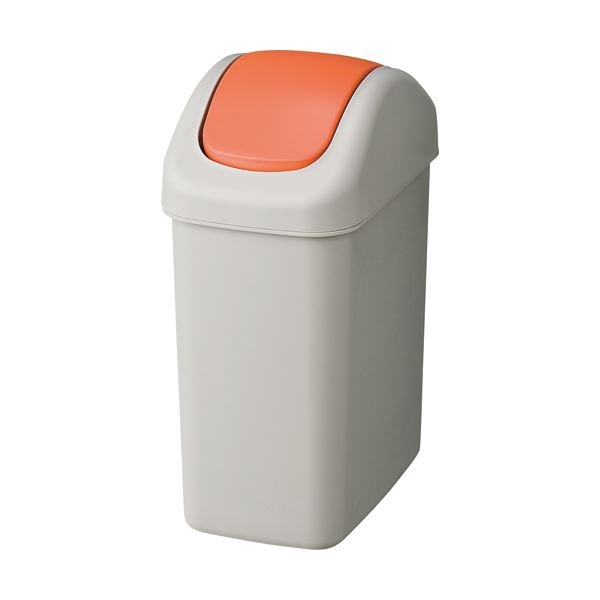 （まとめ） TANOSEEエコダストボックス スイング S 6.5L グレー／オレンジ 1台 [x5セット]