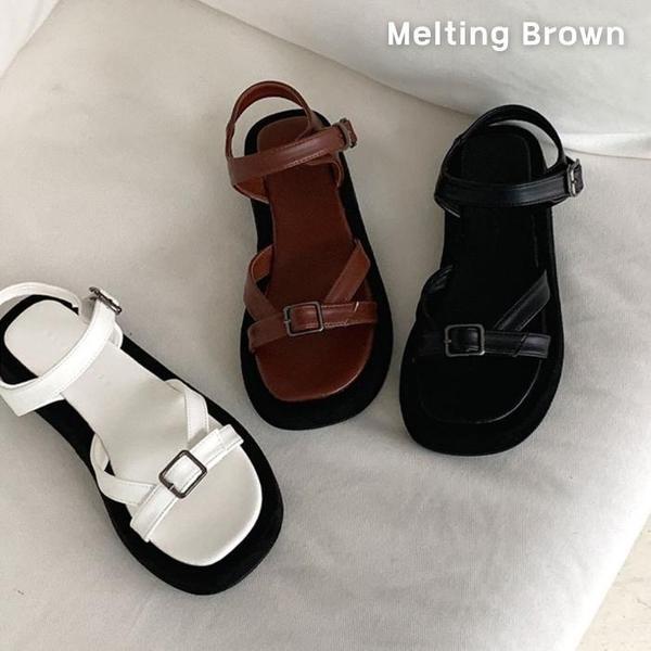 女性カジュアルバックルプラットフォームサンダル 3cm