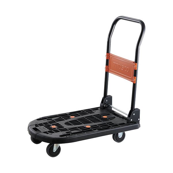 TRUSCO 軽量樹脂製運搬車カルティオ（折りたたみハンドルタイプ） 200kg荷重 780490mm 黒 MPK-720-BK-OTS2 1台