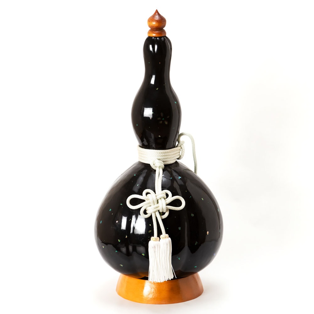 上州瓢箪　ひょうたんの置物019　黒螺鈿　高さ57cm　螺鈿加工仕上げ　群馬県の工芸品　作者：天笠修次