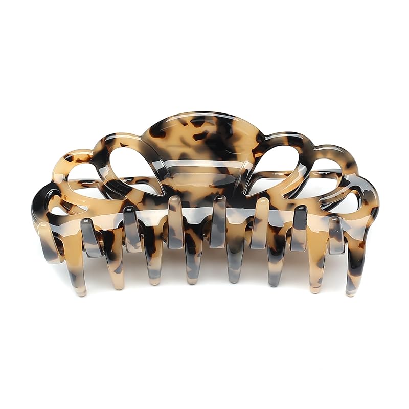 QinGoo 大きめ ヘアクリップ 髪留め クリップ べっ甲 バンスクリップ しっかりとまる 1本 ヘアアクセサリー 可愛い 韓国 レディース 10cm(Tortoise)