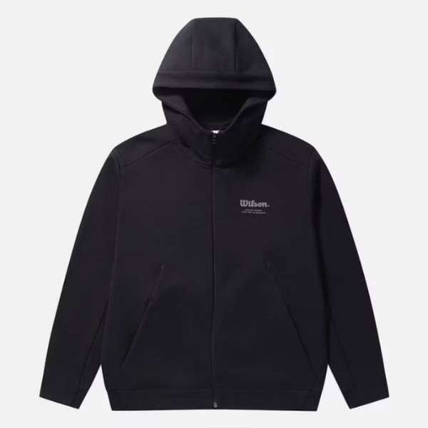 M フード付きジップアップ LQC W243003LFJ81-BLK ユニ エッセンシャル テクニカルコットン フード付きジップアップ