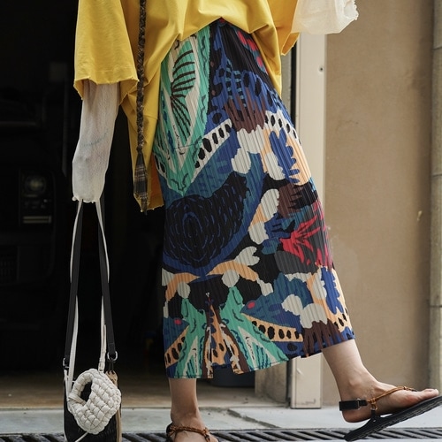 ドーパミンカラーパターンロングプリーツスカート 8,536円