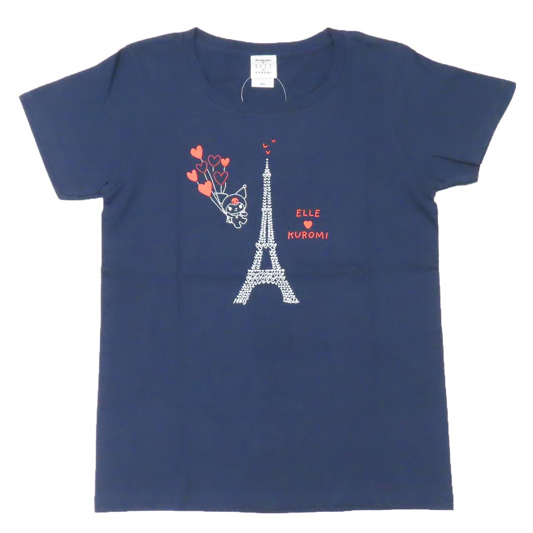 クロミxELLE Tシャツ レディースT-SHIRTS WLサイズ タワー メトロブルー サンリオ