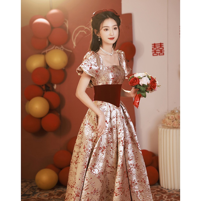 ウェア花嫁2024夏結婚式婚約ドレスレディース秋冬イブニングドレス