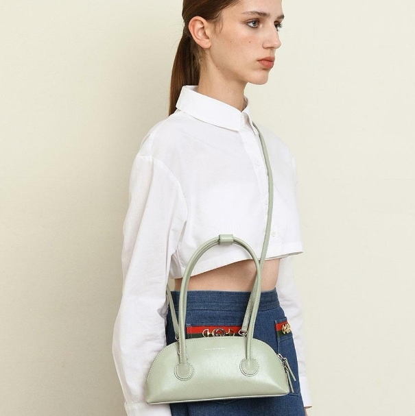 【MARGESHERWOOD】 BESSETTE SHOULDER+STRAP : PISTACHIO CRINKLE