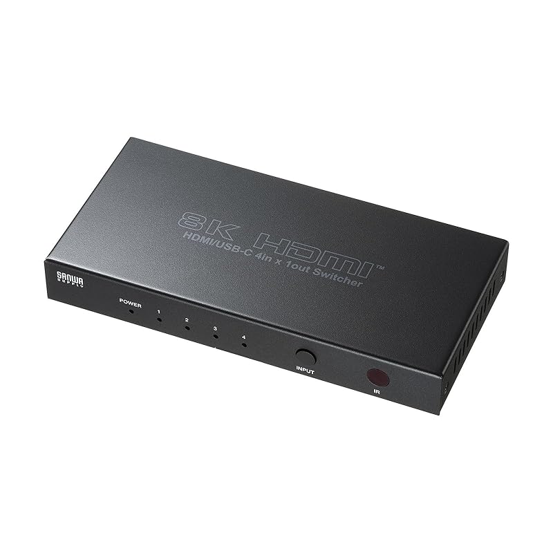 即納：サンワサプライ 8K対応HDMI切替器(4入力1出力・Type-C入力対応・リモコン付き) SW-HDR8K41RC