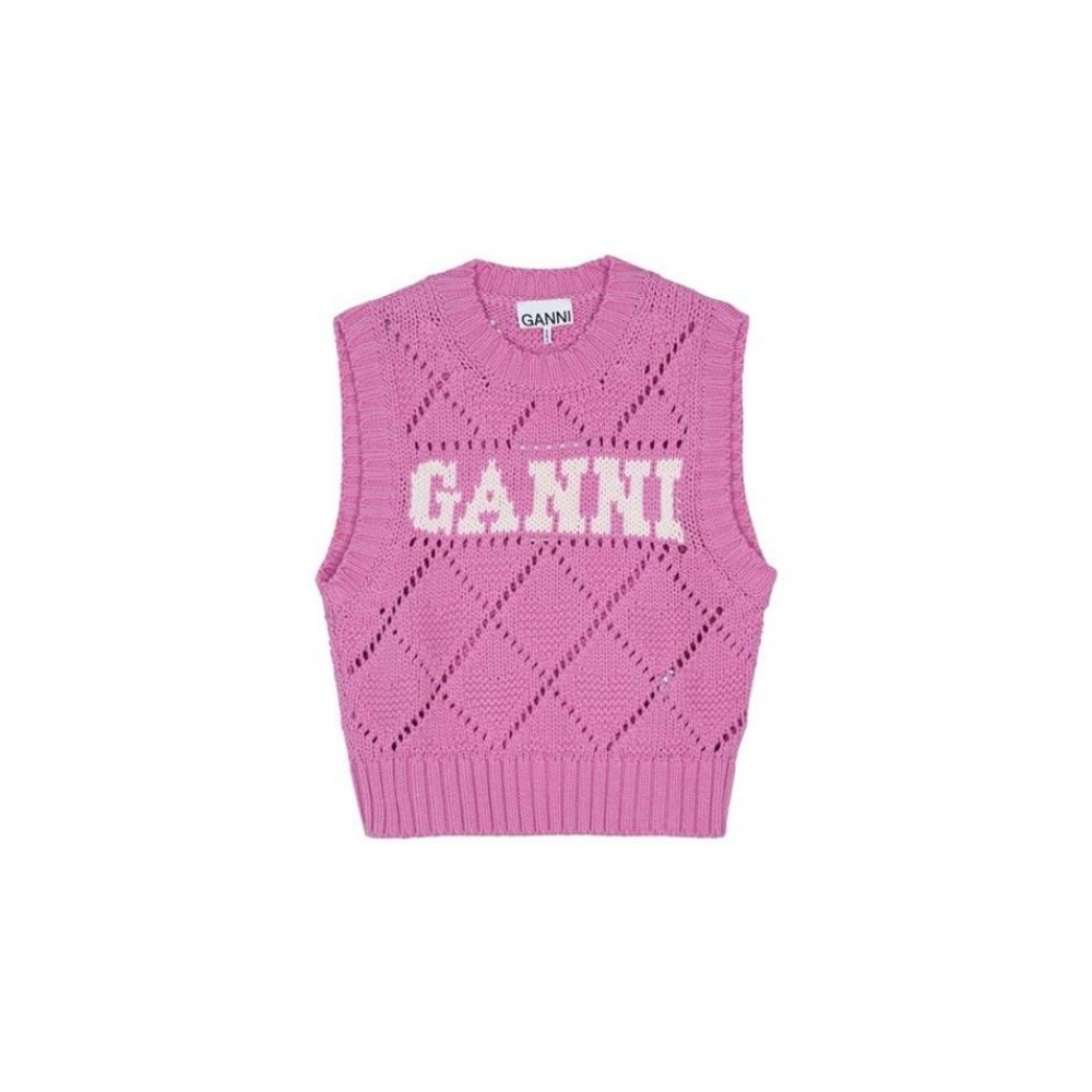 ガニレディースロゴニットベストピンク K2317-295