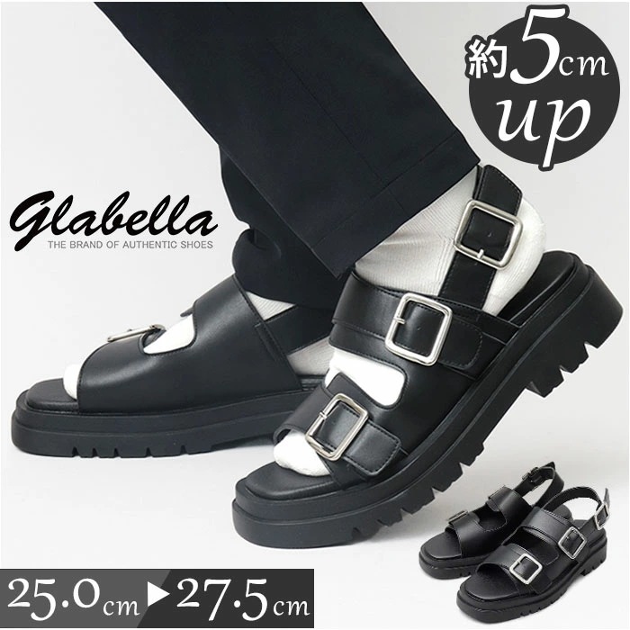 グラベラ サンダル glabella GLBT-287 通販 ストラップサンダル メンズ ベルトサンダル おしゃれ ブランド くつ クツ オシャレ 歩きやすい ブラック 黒 フェイクレザー 合皮 PU