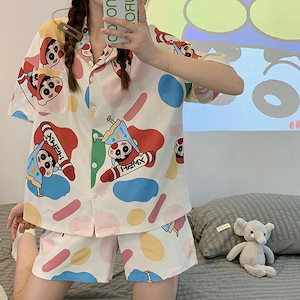 クレヨンしんちゃん 日系ins彩クレヨンしんちゃんパジャマ女性春夏半袖ホームウェアかわいいスーツアニメ