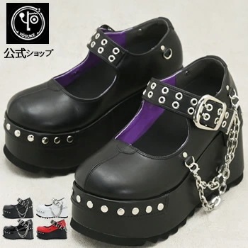 【公式SHOP特典キズ補修液付】 ヨースケ 厚底パンプス レディース トリプルレイヤー10cmソール チェーン付き