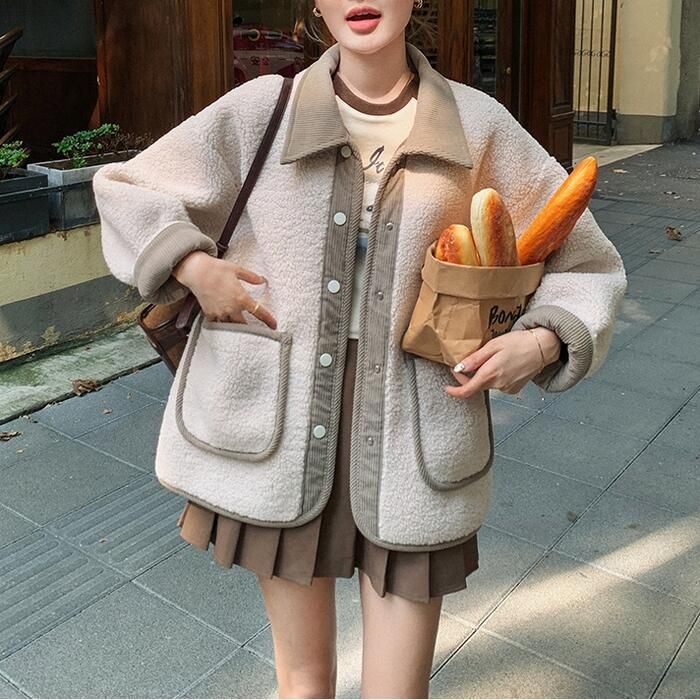 30代 ベージュ 大人 体型カバー ボア 秋 エレガント 可愛い レディース ジャケット ミディ丈 40代 長袖 コーデュロイ 冬 フェミニン 春 コート カジュアル 50代 ステンカラーコート ゆ