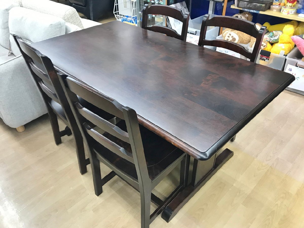 北海道民芸 ダイニングセット テーブル イス4脚 ［静岡市］店頭併売品 2512LS905