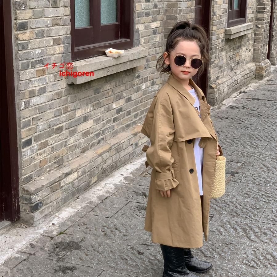 トレンチコート キッズ 子供服 女の子 秋服 ロングコート アウター 韓国子供服 ジュニア トップス チュニック ジャケット パーカー ジャンパー おしゃれ 可愛い