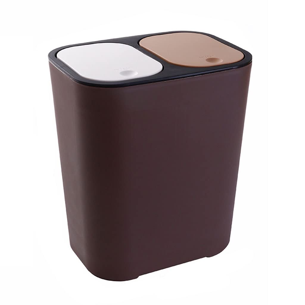 ゴミ箱塵箱 ごみ箱垃圾桶 ゴミ箱は蓋長方形のプラスチックプッシュトップデュアルコンパートメントリサイクルビンゴミ箱のための台所浴室の缶詰の箱 キッチンゴミ箱 寝室 オフィス デスク下 (Color