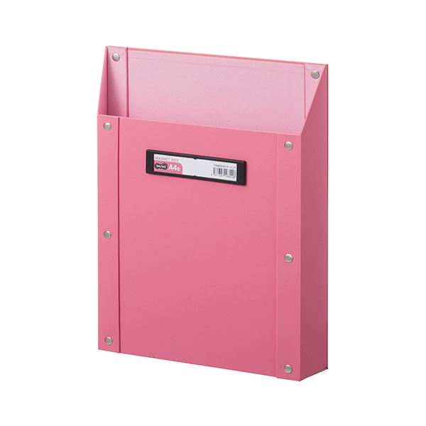 （まとめ） TANOSEEマグネットボックス（貼り表紙） A4タテ型 ピンク 1個 (×5セット)