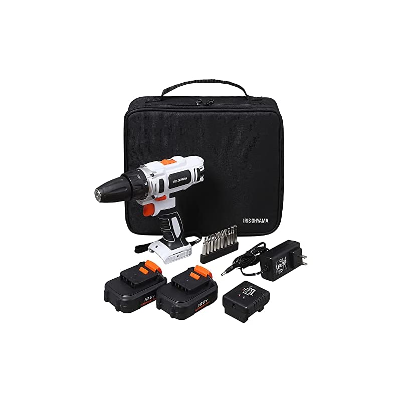 【即納】アイリスオーヤマ 充電式 電動ドライバー 10.8V ソフトケースセット バッテリー充電器付 軽量&スピード調節機能 DIY初心者でも使いやすい JCD28-C