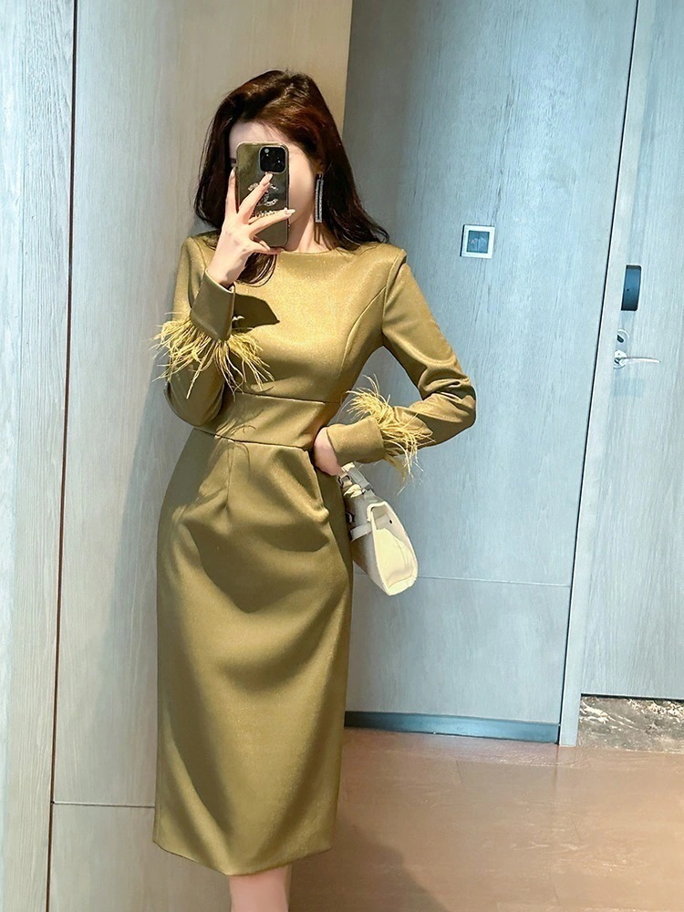 2024 春 ワンピース 花びら袖 シルク マーメイド スクエア襟 夏 キャバ 大人 ウェディング 結婚式 ドレス パーティードレス お呼ばれ 披露宴