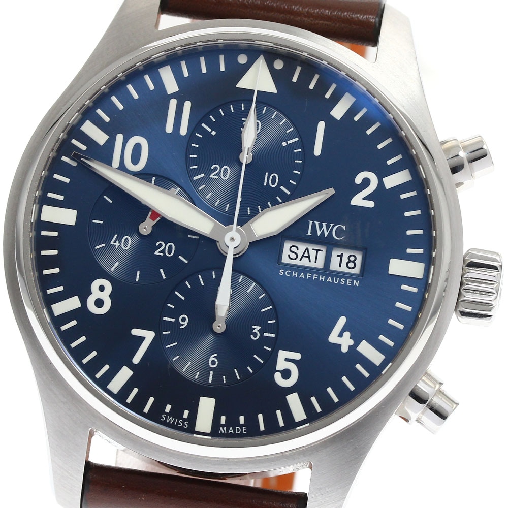 IWC IWC SCHAFFHAUSEN IW377714 パイロットウォッチ プティ プランス クロノグラフ 自動巻き メンズ 保証書付き_890530【中古】