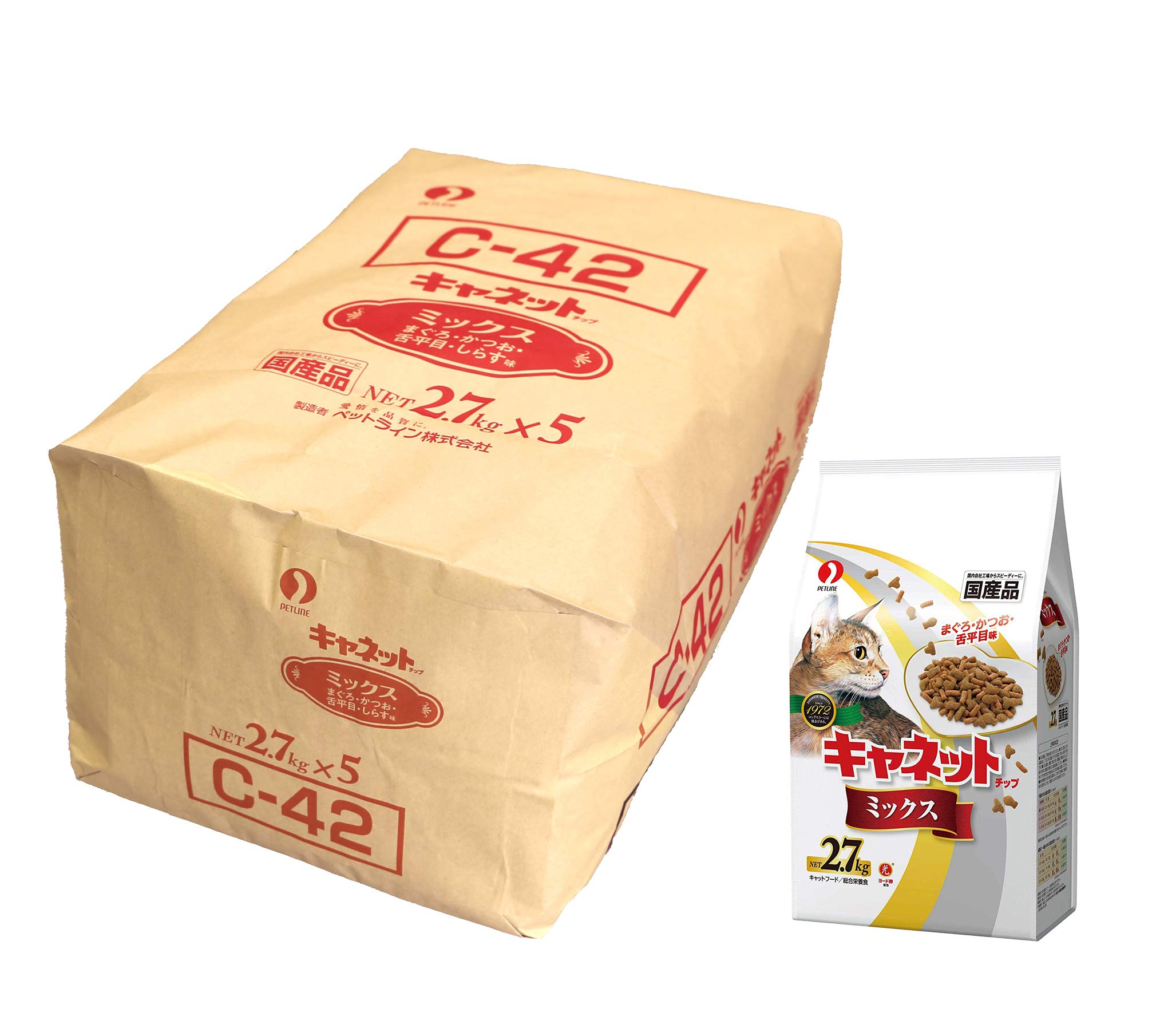 キャネットチップ ミックス キャットフード まぐろ・かつお・舌平目・しらす味 2.7キログラム (x 5) (ケース販売) 5,195円