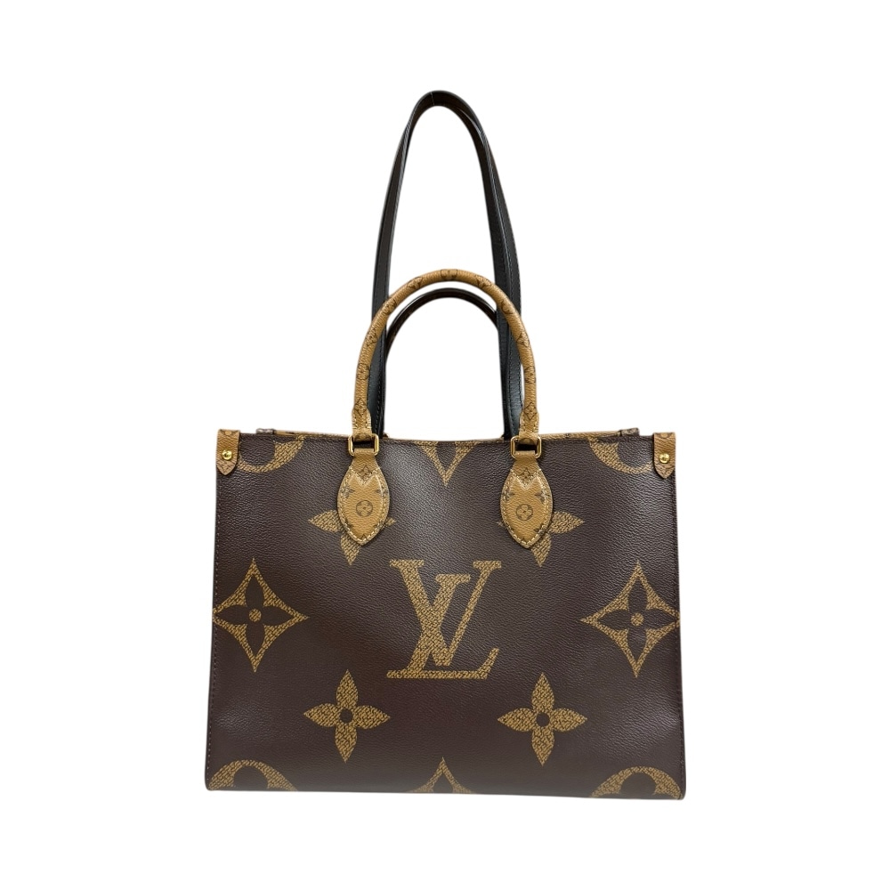 ルイヴィトン オンザゴーMM モノグラムジャイアント ショルダーバッグ モノグラムキャンバス M45321 ブラウン LOUIS VUITTON 中古