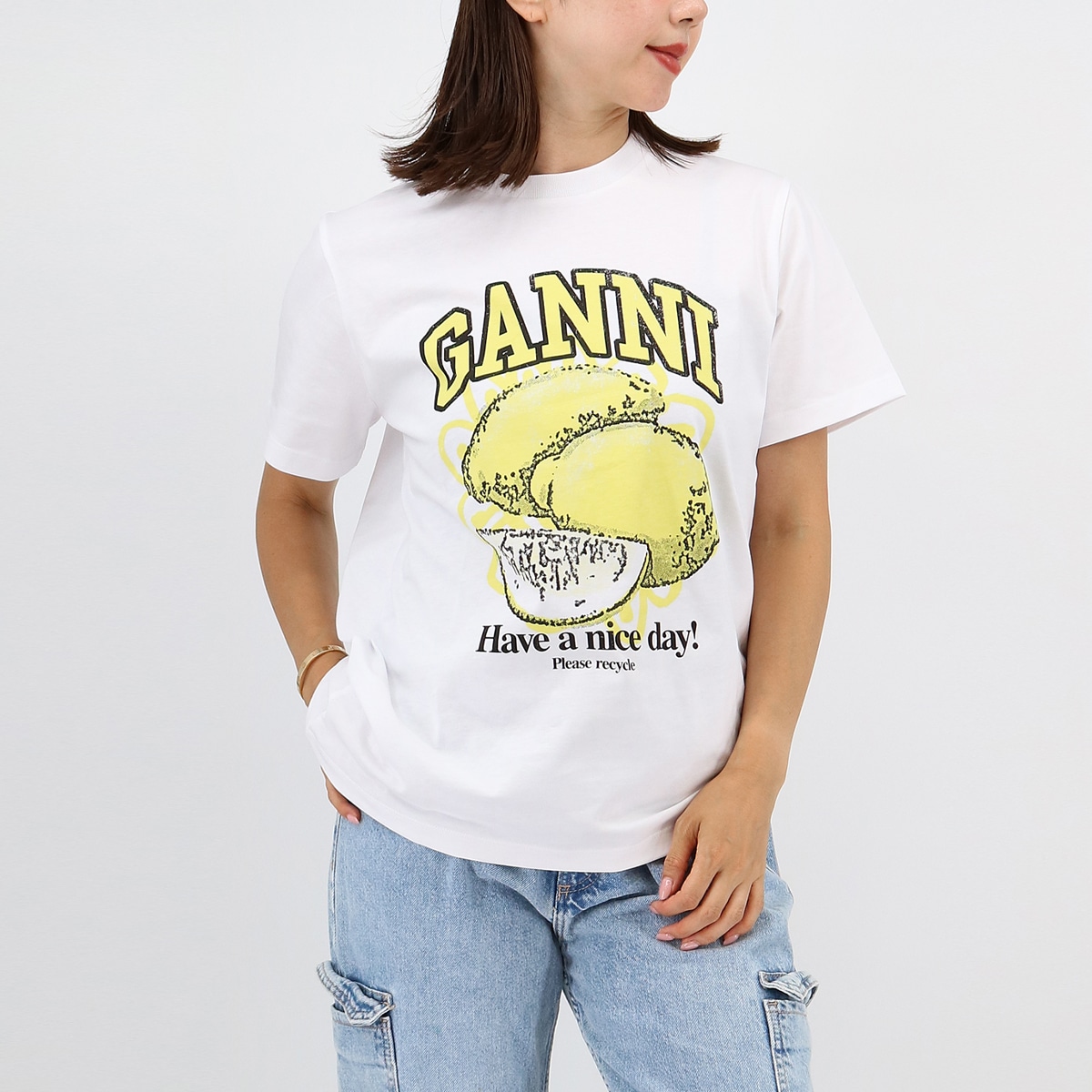 レディース Tシャツ T3768 WHITE RELAXED LEMON T-SHIRT クルーネック 半袖 レモン ロゴ SS TEE 9,150円