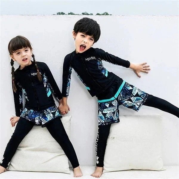 【メガ割 】キッズ 子供 ラッシュガード水着 長袖　女の子3点セット男の子3点セット キッズ ボタニカルデザイン77化粧ポーチ-大容量