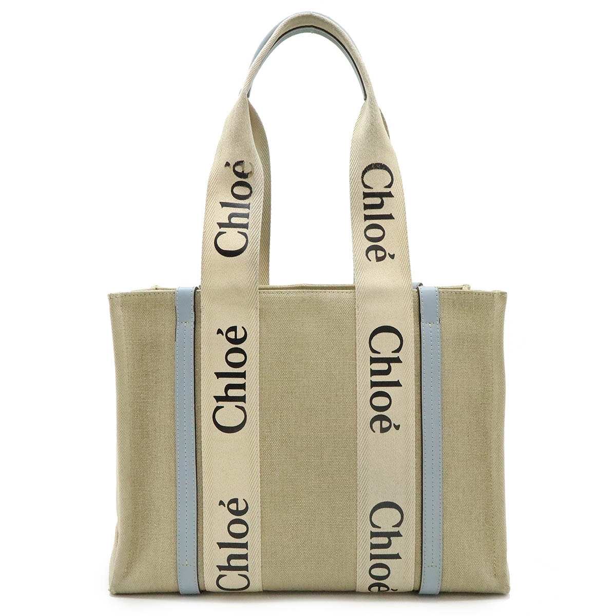 Woody ウッディ ミディアムトート トートバッグ ショルダーバッグ リネンキャンバス レザー ナチュラル ライトブルー CHC22AS383I2 26,492円