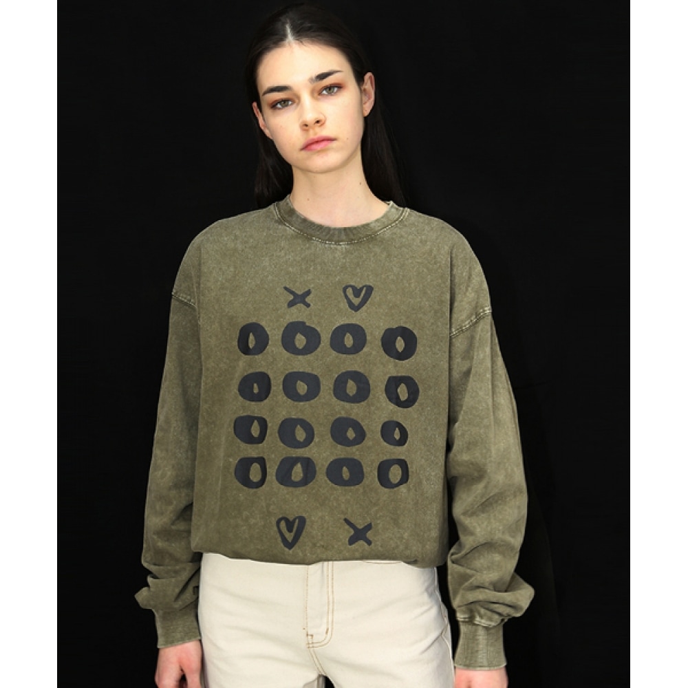 DAMAGE MNEMONIC ウォッシングカーキTシャツ_Washing Khaki TS