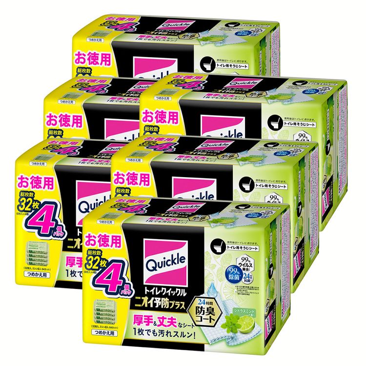 【6個セット】トイレクイックルニオイ予防プラスシトラス替え32枚 (D) メガ割