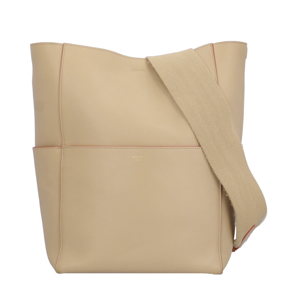 セリーヌ サングルバケット ショルダーバッグ レザー ベージュ CELINE 中古