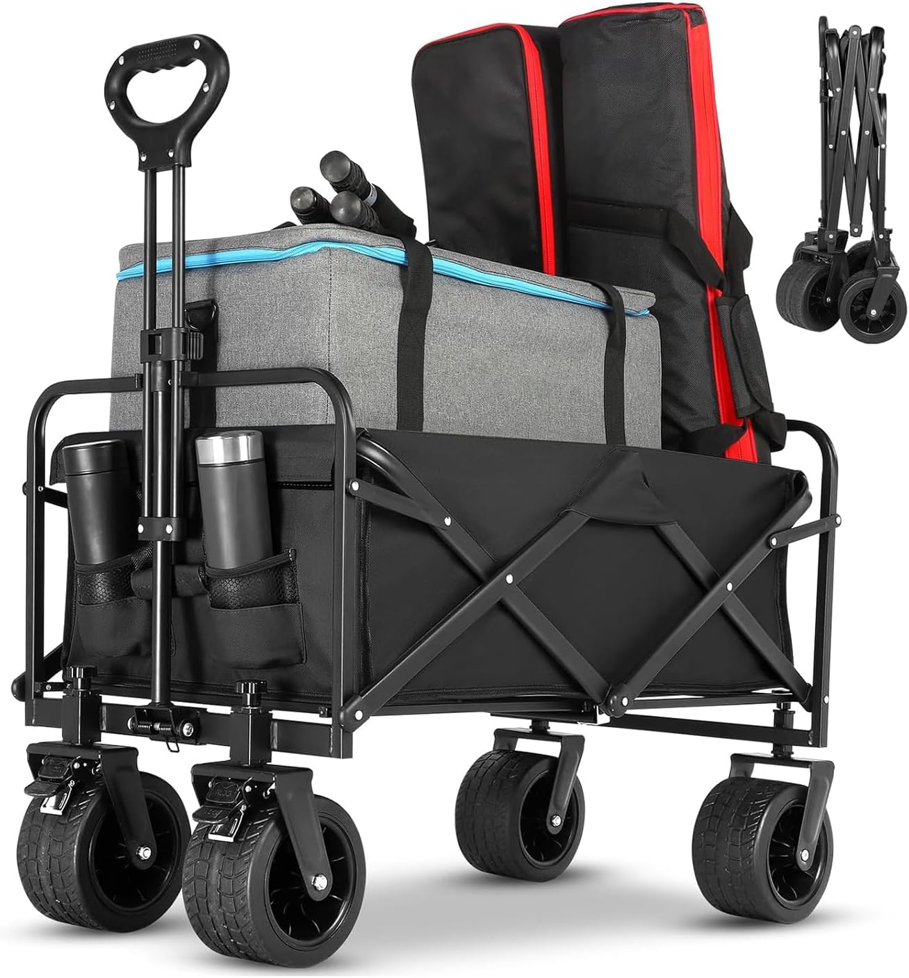 キャリーカート 300L大容量 耐荷重225kg アウトドアワゴン キャリーワゴン : キャンプ キャリー アウトドア カート ワゴン 4輪 車 頑丈 軽量 折りたたみ 収納 台車 買い物 折り畳み