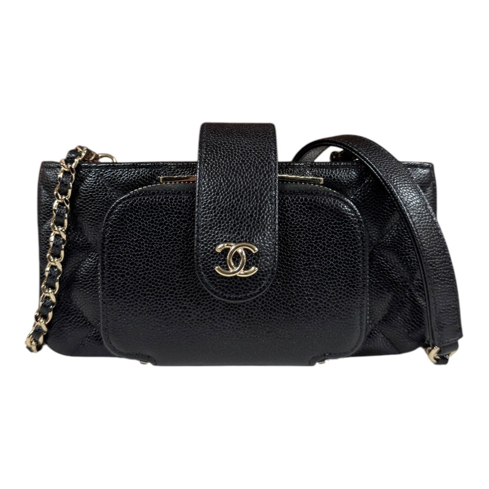 シャネル ショルダーバッグ キャビアスキン AP2916 ブラック CHANEL 中古 美品