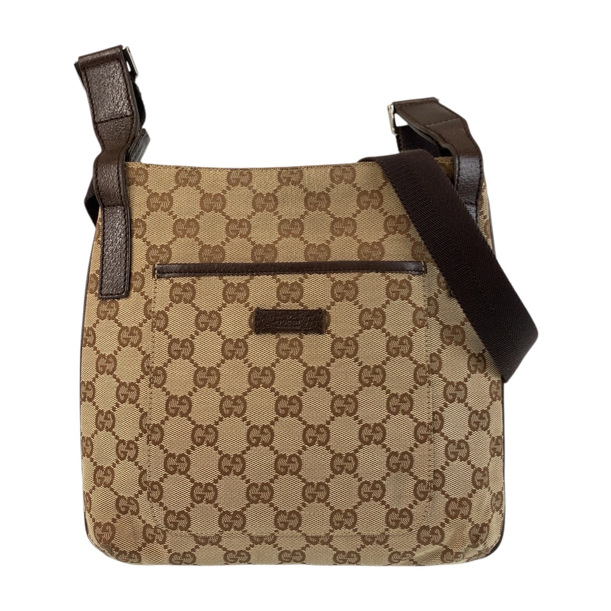 ベージュ ブラウン シルバー金具 GGキャンバス/レザー 122793 ショルダーバッグ ポシェット レディース 503876