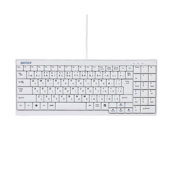 （まとめ）バッファロー USB接続有線スリムキーボード ホワイト BSKBU14WH 1台 [x5]