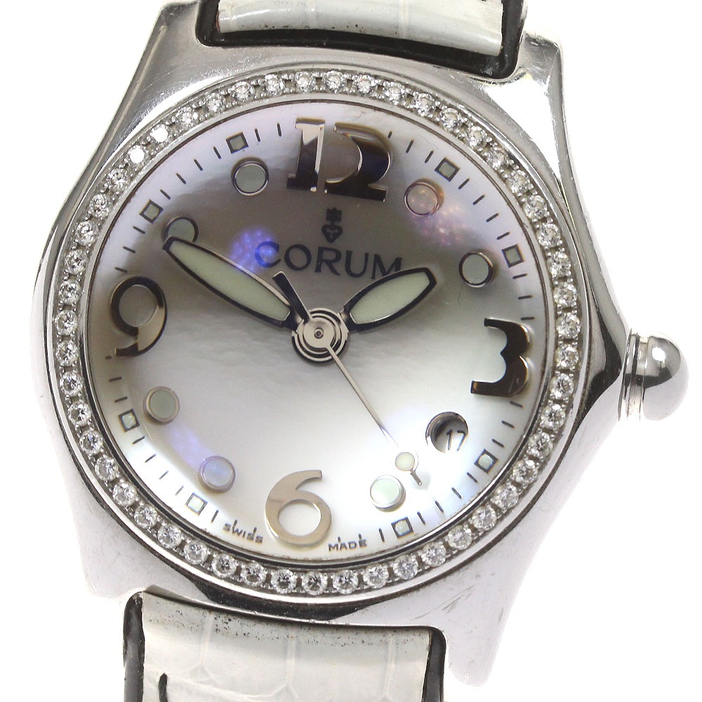 訳あり コルム CORUM 39.151.47 バブル ダイヤベゼル デイト クォーツ ボーイズ 保証書付き_822004【中古】