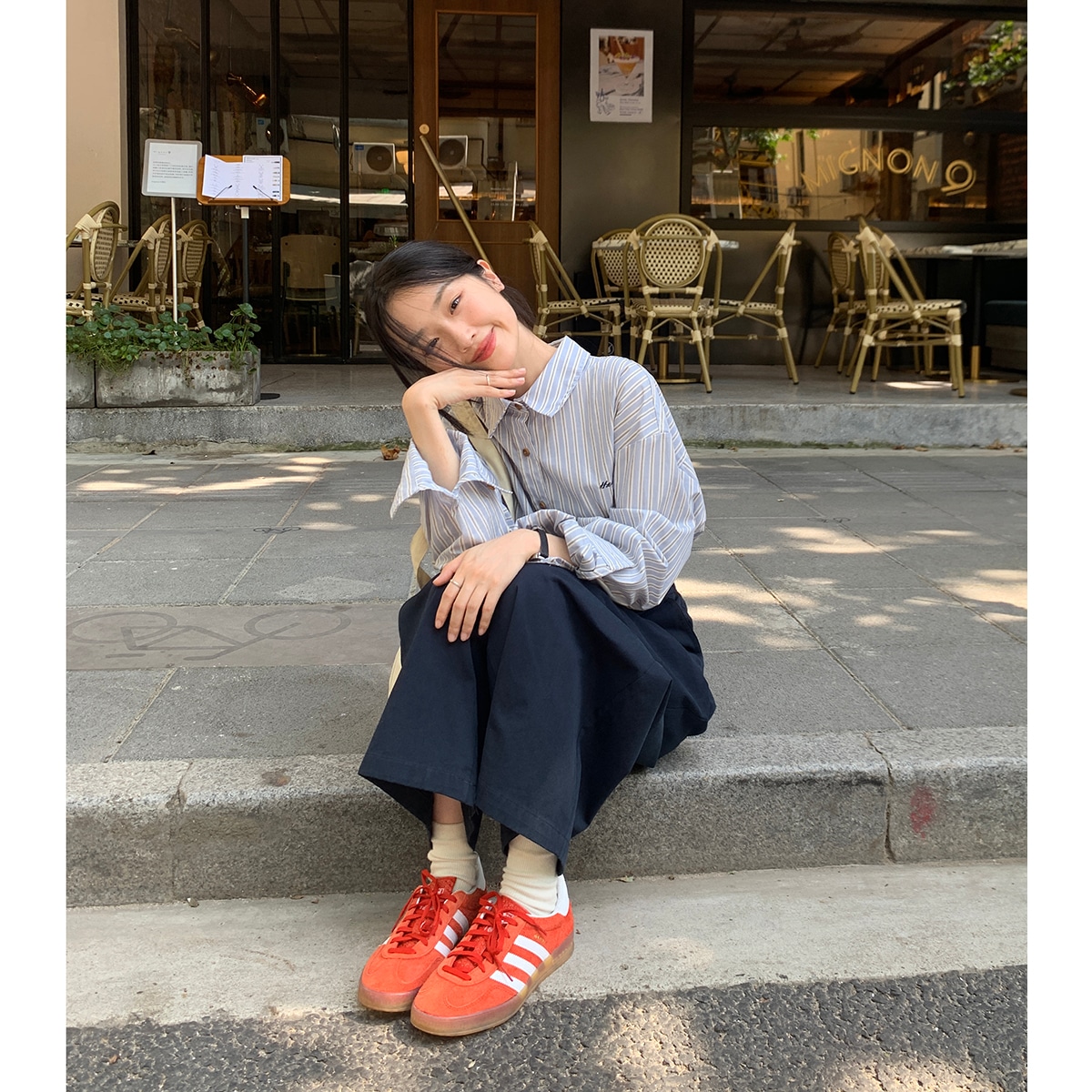 ハイウエストワイドレッグカジュアルパンツ2024秋冬韓国風スリムストレートルーズパンツレディース