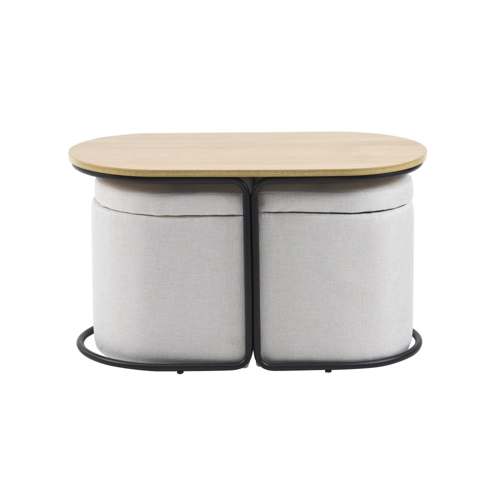 【国内即発送】【新作登場】テーブル センターテーブル 完成品 スツール2個付き 収納付き サイドテーブル 北欧風 ソファテーブル リビングテーブル ローテーブル モダン 組立不要【ナチュラル】 7,561円