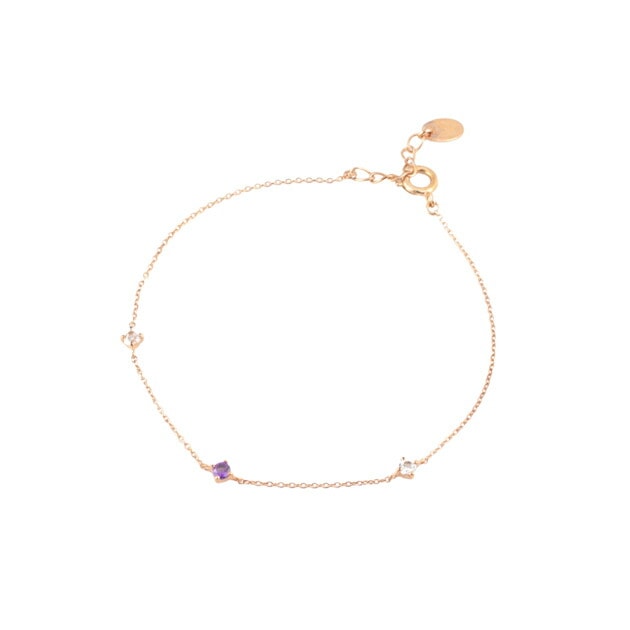 リボン済＆紙袋 ブレスレット 正規品 3石モチーフ 2月誕生石 誕生日 4度 アメシスト トパーズ シルバー 祝い 喜ばれるギフト