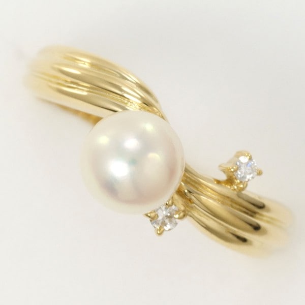 K18 18金 YG リング 10.5号 パール(真珠) 約6mm ダイヤ 0.04 【公式通販】