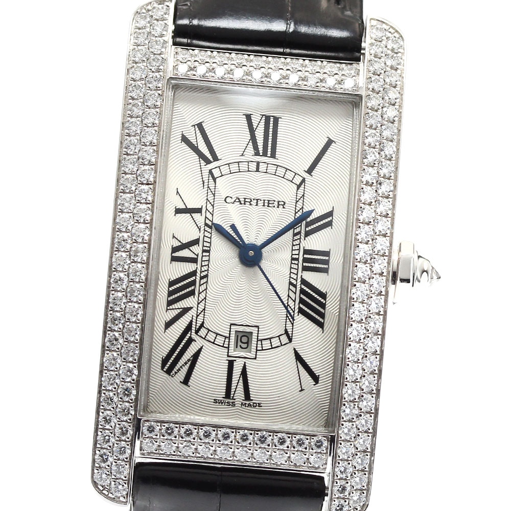 カルティエ CARTIER WB702751 タンクアメリカン MM K18WG ダイヤベゼル 手巻き ボーイズ _841604【中古】 634,480円
