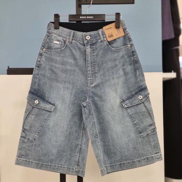 HC21 女性ルーズフィット インバンド カーゴ デニムショートパンツ NQM325_P422967043