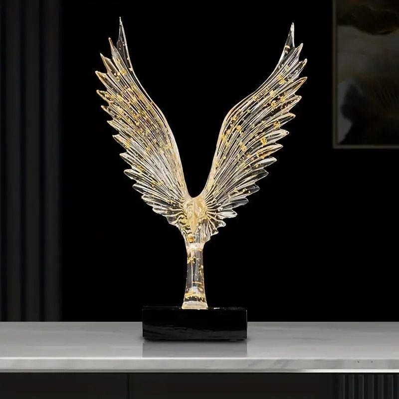 オブジェ エンジェルウィングス 翼 置物 鷹 天使 おしゃれ エレガント モダン 装飾品 クリア ゴールド リビング 玄関 インテリア ディスプレイ雑貨