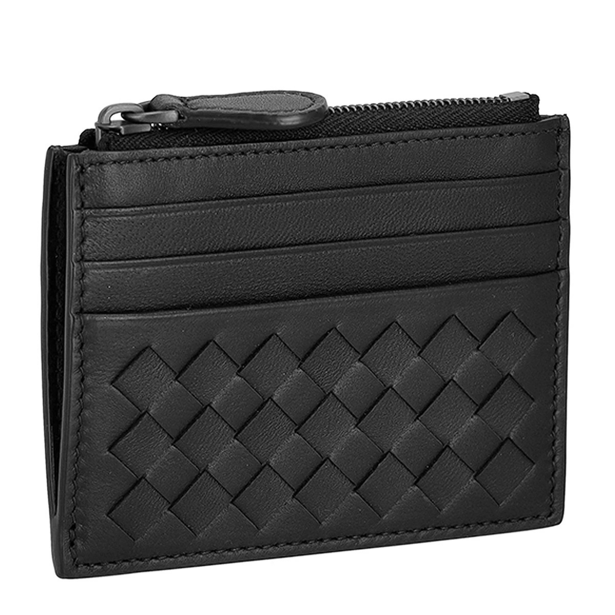 BOTTEGA VENETA 367004-V3UN1-1275 INTRECCIATO ボッテガ・ヴェネタ ミニ財布小銭入付 イントレチャート ラムスキンレザー ブラック×ガンメタル