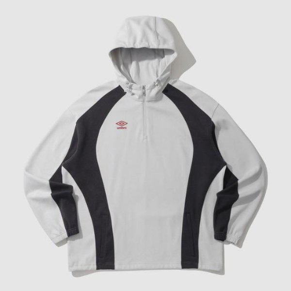 パーカー JQS UP321SHD91-WGR アクティブボールドラインフードハーフジップ LIGHT GREY